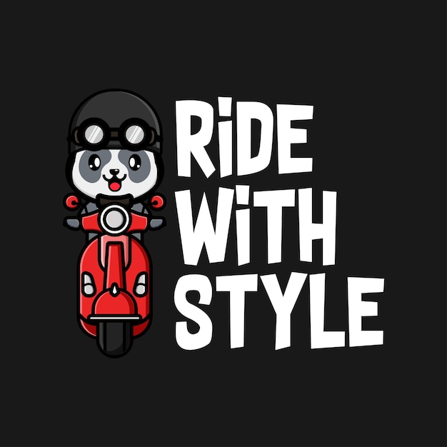 Schattige panda rijden scooter cartoon vectorillustratie