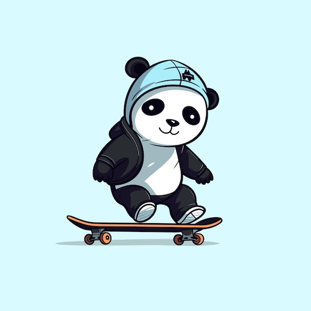 schattige panda skateboard zomer sport vector illustratie