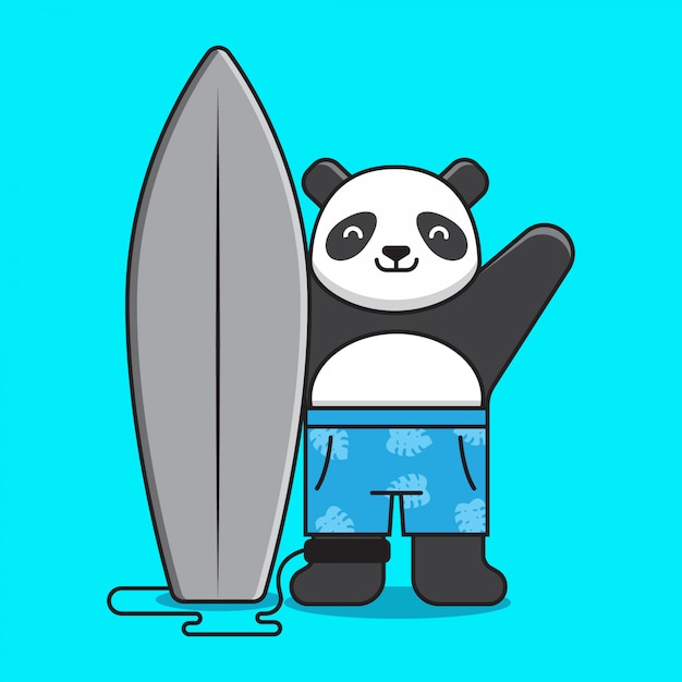 Schattige panda surfen