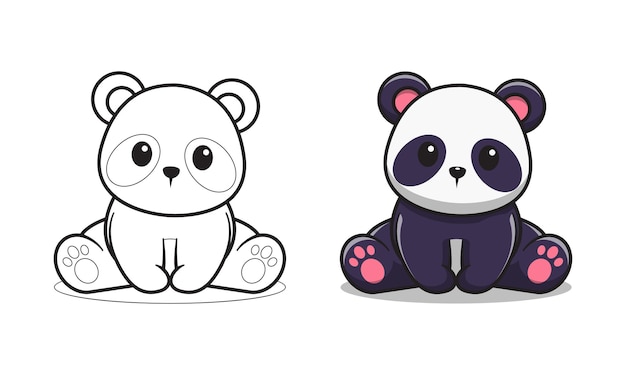 Schattige panda zit cartoon om in te kleuren