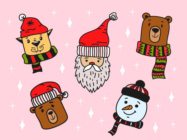 Schattige personages Kerstmis