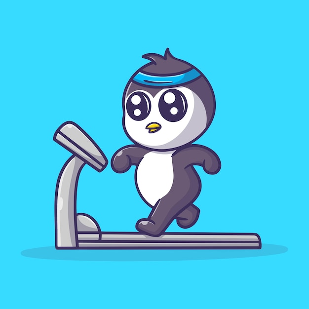 schattige pinguïn doet gym cartoon vector pictogram illustratie sportactiviteiten