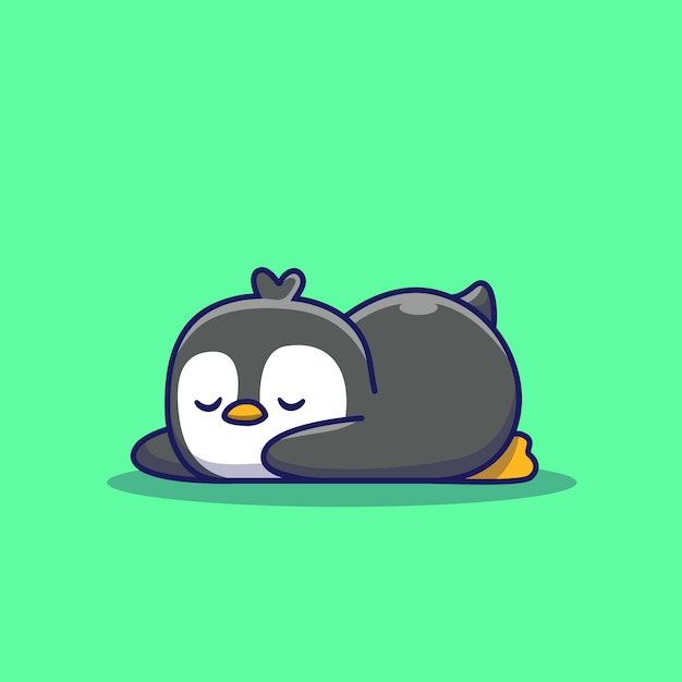 Schattige pinguïn slaap illustratie. Dier . Flat Cartoon stijl