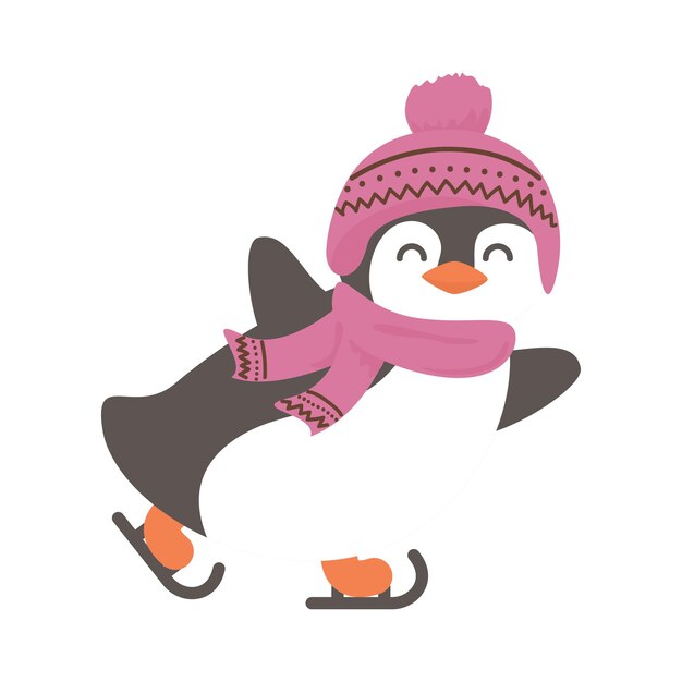 Schattige pinguïns schaatsen
