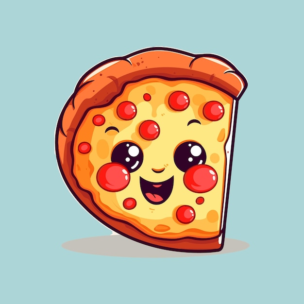 Schattige plak pizza cartoon vectorillustratie pictogram