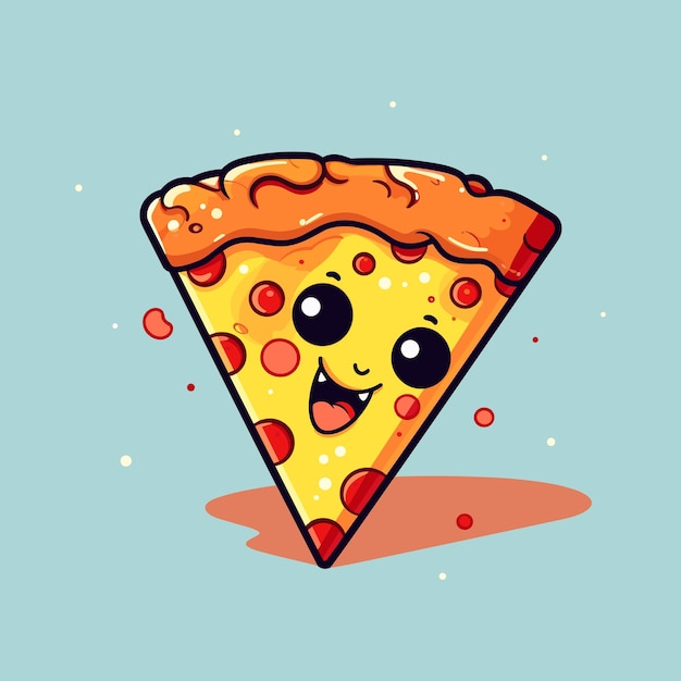 Schattige plak pizza cartoon vectorillustratie pictogram