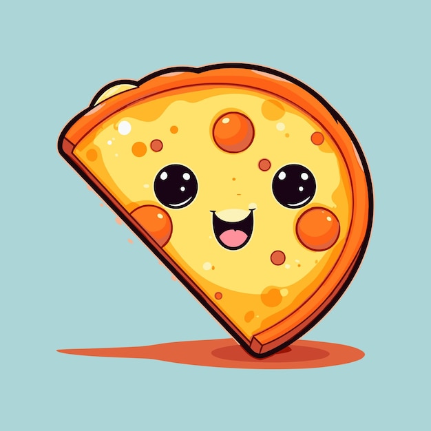 Schattige plak pizza cartoon vectorillustratie pictogram