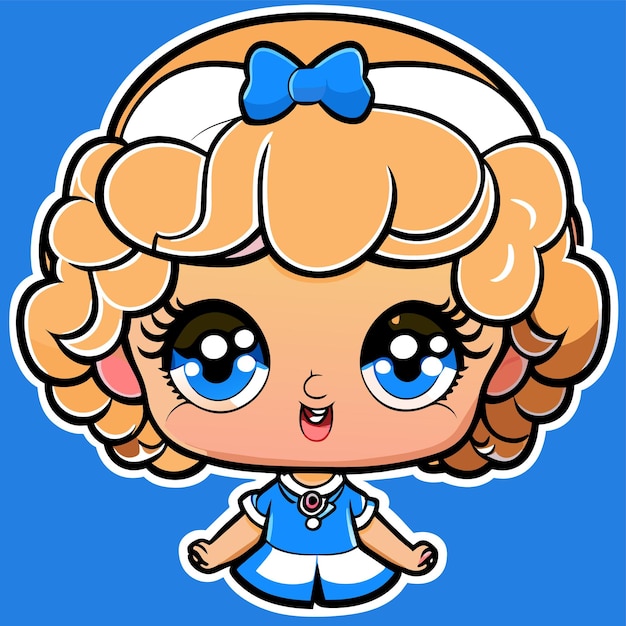 Schattige prinses chibi meisje hand getekende cartoon sticker pictogram concept geïsoleerde illustratie