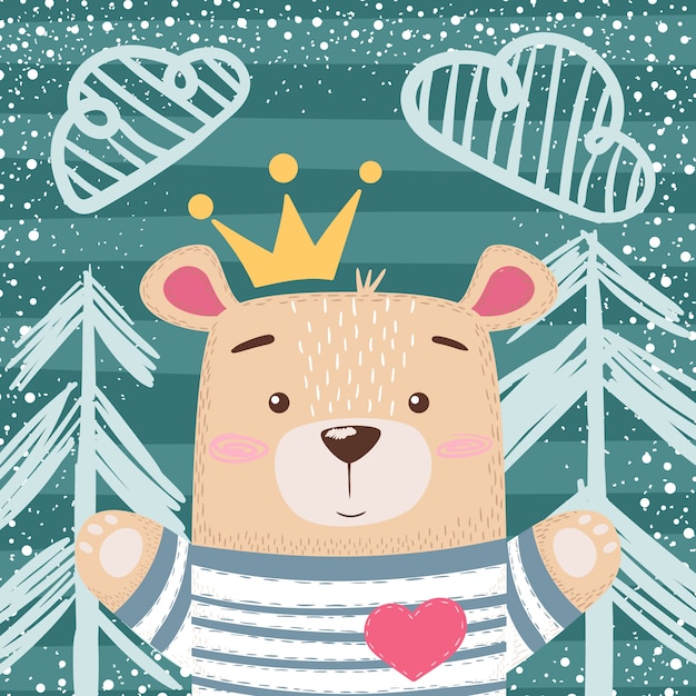 Schattige prinses teddybeer illustratie