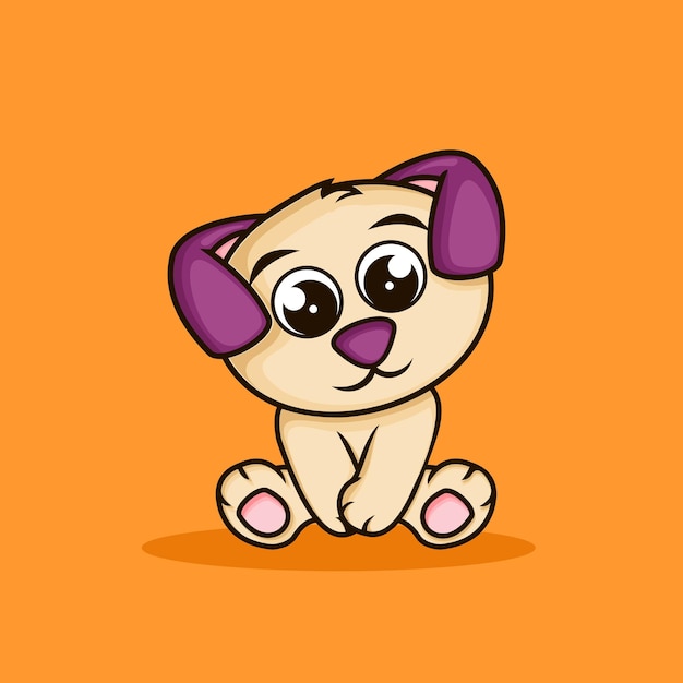 Schattige puppy platte cartoon stijl dierlijke natuur pictogram concept