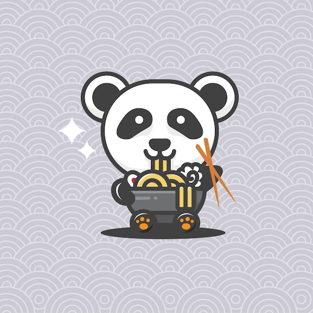 schattige ramen panda mascotte