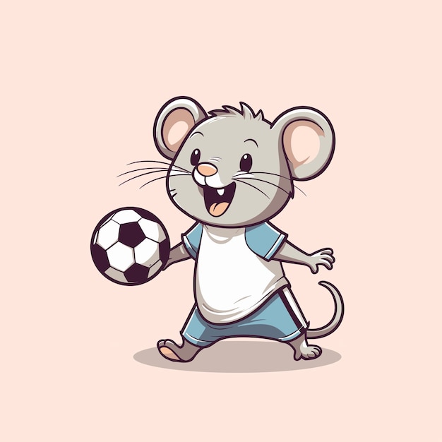 schattige rat voetballen vectorillustratie
