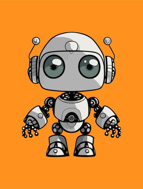 Vector schattige robot in doodle-stijl