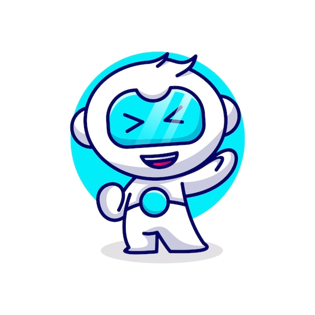 Schattige robot mascotte karakter illustratie vector icon