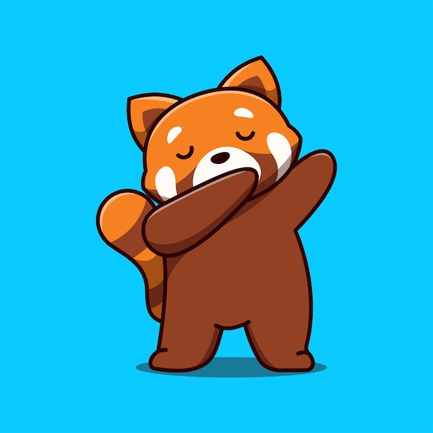 Schattige Rode Panda Dabbing Pose Cartoon Pictogram Illustratie