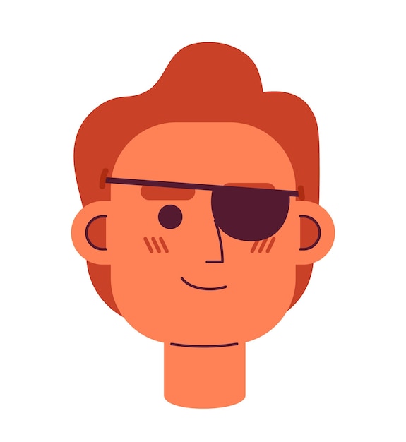 Schattige roodharige jongeman met piratenblinddoek semi-platte vector karakter hoofd Bewerkbare cartoon avatar icoon Gezicht emotie Kleurrijke plek illustratie voor web grafisch ontwerp animatie