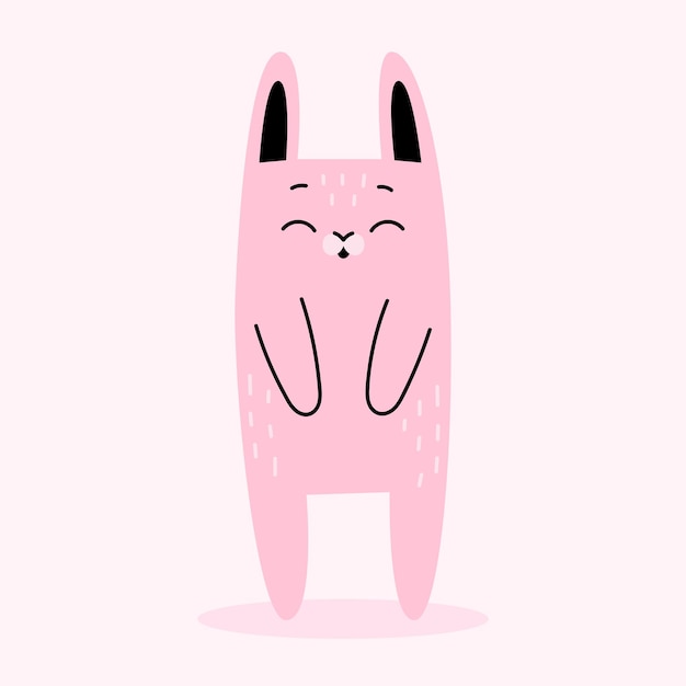 Schattige roze konijn boerderij dieren huisdieren bos dieren wilde haas paashaas Cartoon vectorillustratie geïsoleerd op een witte background