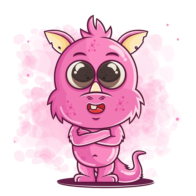 Schattige roze monster cartoon grappige illustratie