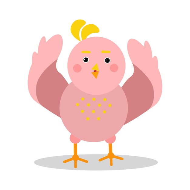 Schattige roze vogel stripfiguur in geometrische vorm vector illustratie geïsoleerd op een witte background