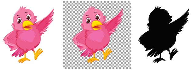 Schattige roze vogel stripfiguur