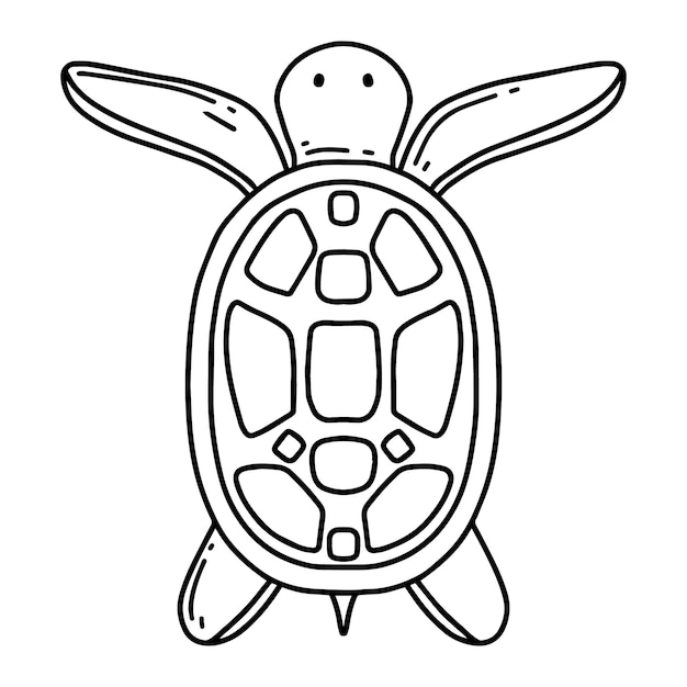 Vector schattige schildpad doodle stijl vector illustratie schildpad geïsoleerd op een witte achtergrond