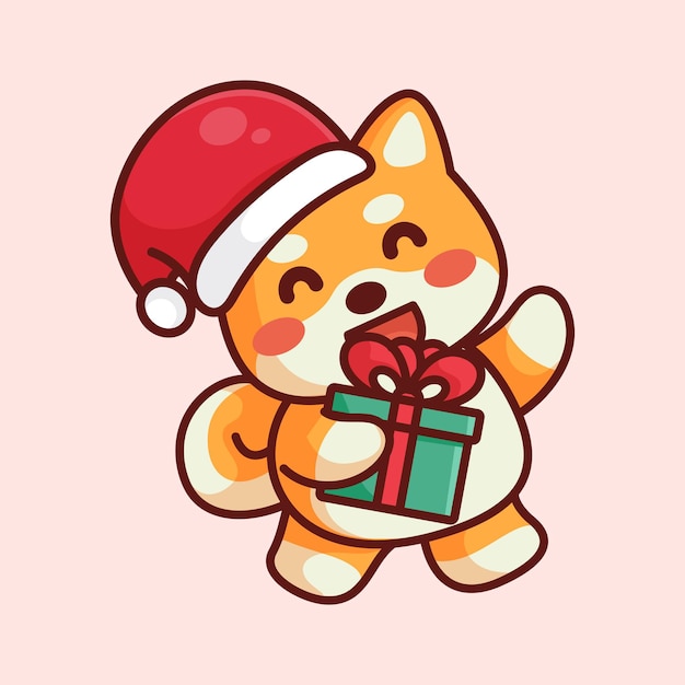 Schattige shiba-hond met kerstmuts
