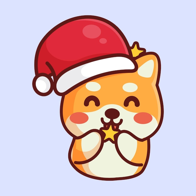 Schattige shiba-hond met kerstmuts