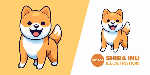 Schattige Shiba Inu Cartoon iconische vectorkunst voor kaarten, prints en ontwerp