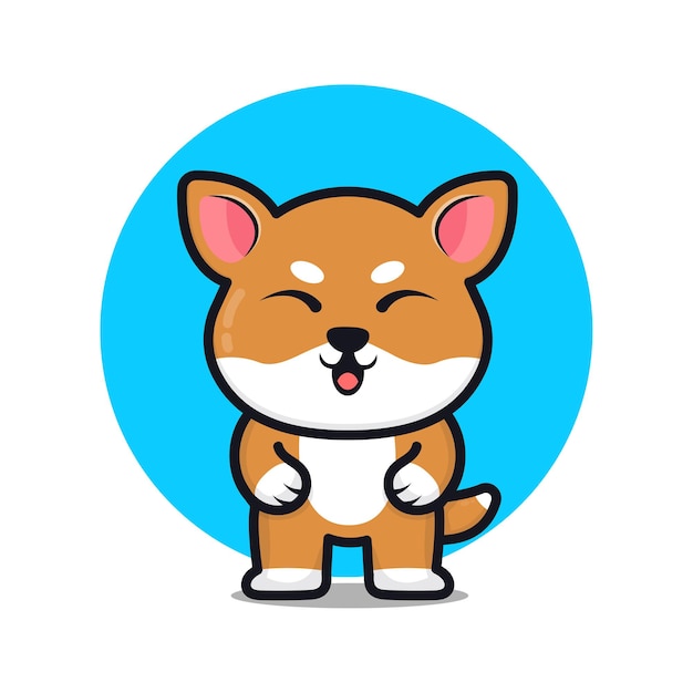 Schattige shiba inu hond cartoon illustratie