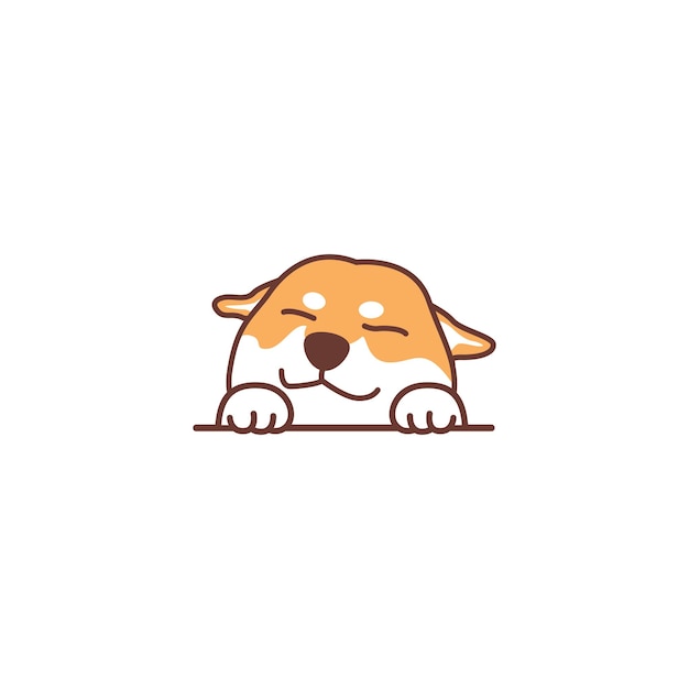 Schattige shiba inu hond gluren cartoon vectorillustratie