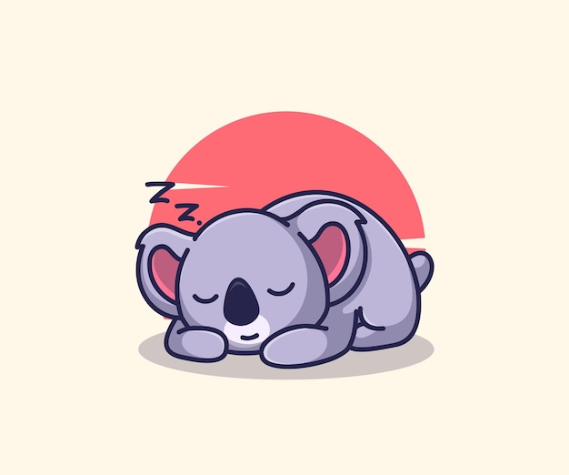 schattige slapende koala mascotte illustratie logo pictogram vector platte cartoon stijl