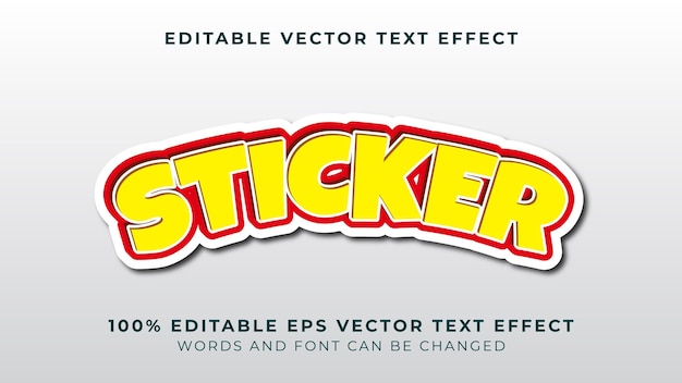 schattige sticker bewerkbare vector tekst effect