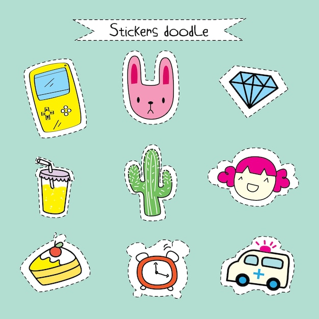 Schattige sticker doodle