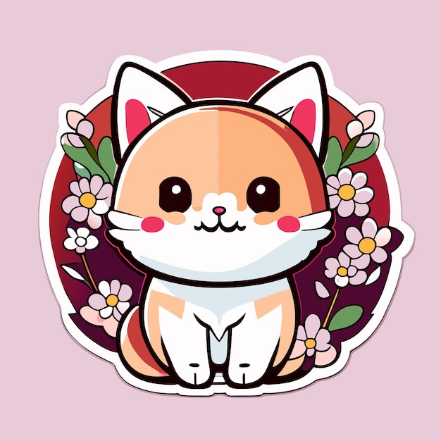 schattige stickers katten bloemen minimalistische vector wit