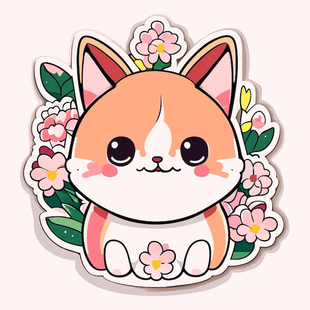 schattige stickers katten bloemen minimalistische vector wit