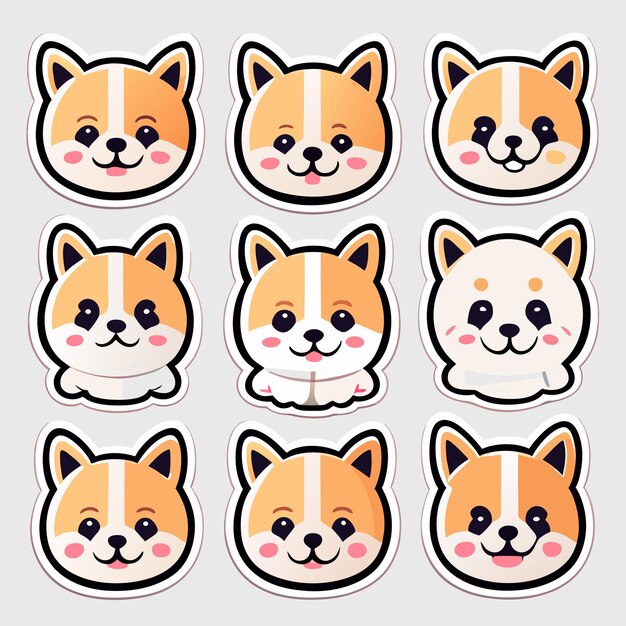 Vector schattige stickers stickerset schattige hond emoticons