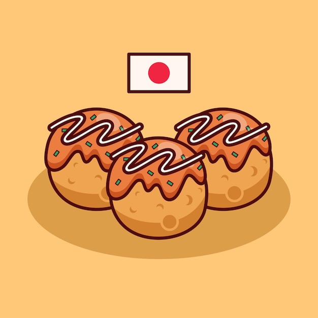 schattige takoyaki-illustratie in plat ontwerp