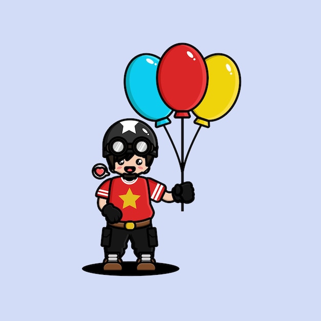 Schattige tankman met een ballon