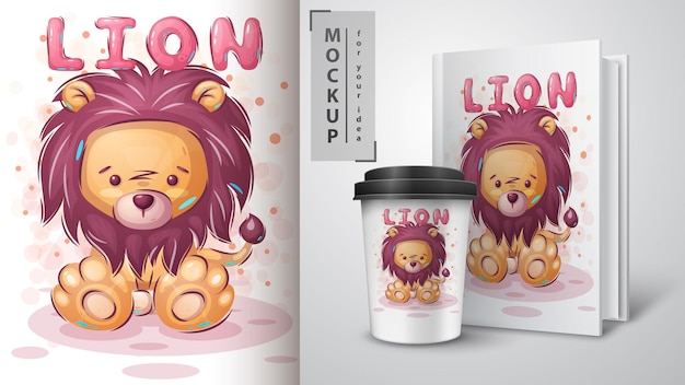 Schattige teddy leeuw poster en merchandising