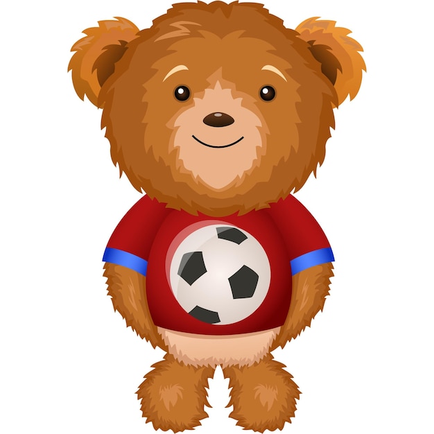 Schattige teddybeer aan het voetballen