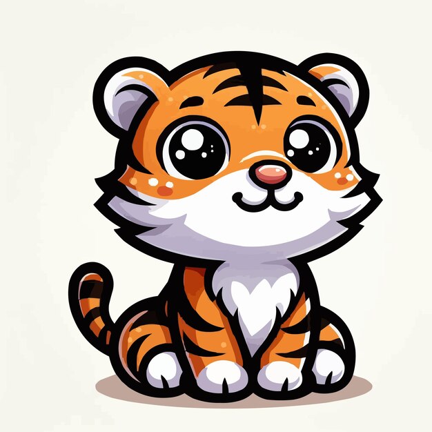 schattige tijger cartoon vector op witte achtergrond
