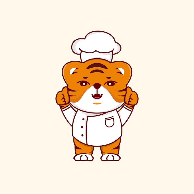 Vector schattige tijger chef logo cartoon