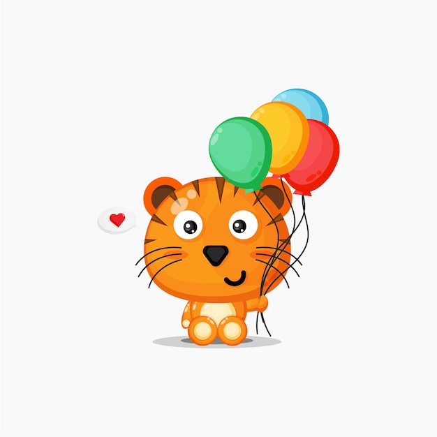 Schattige tijger met ballonnen