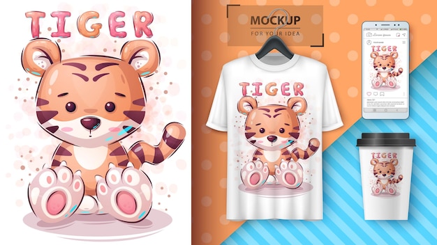 Schattige tijger poster en merchandising