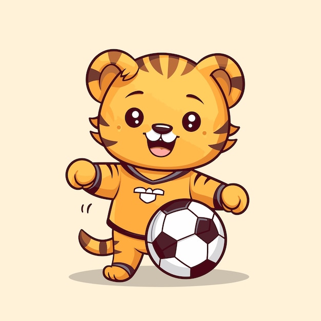 schattige tijger voetballen vectorillustratie