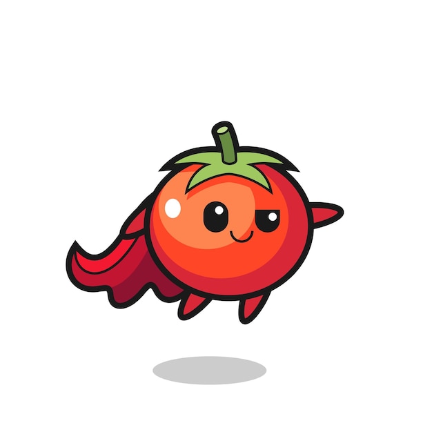 Schattige tomaten superheld karakter vliegt schattig stijl ontwerp voor t-shirt sticker logo element