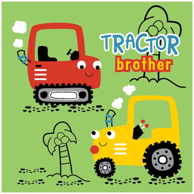 schattige tractor op de boerderij grappige dierencartoon