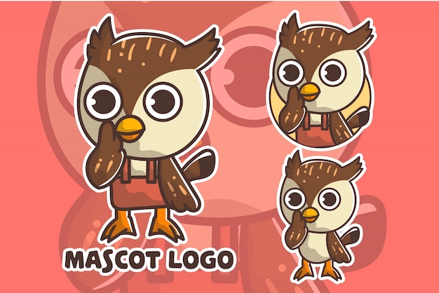 Vector schattige uil mascotte logo set