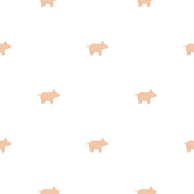 Schattige varkens naadloze patroon. Achtergrond van vee dieren. Herhaalde textuur in vlakke stijl voor stof, inpakpapier, behang, weefsel. Vector illustratie.