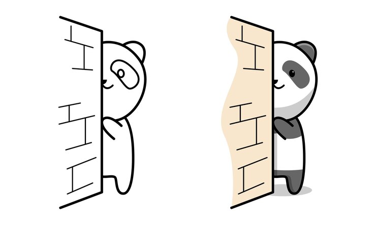 Schattige verstopte panda kleurplaat voor kinderen